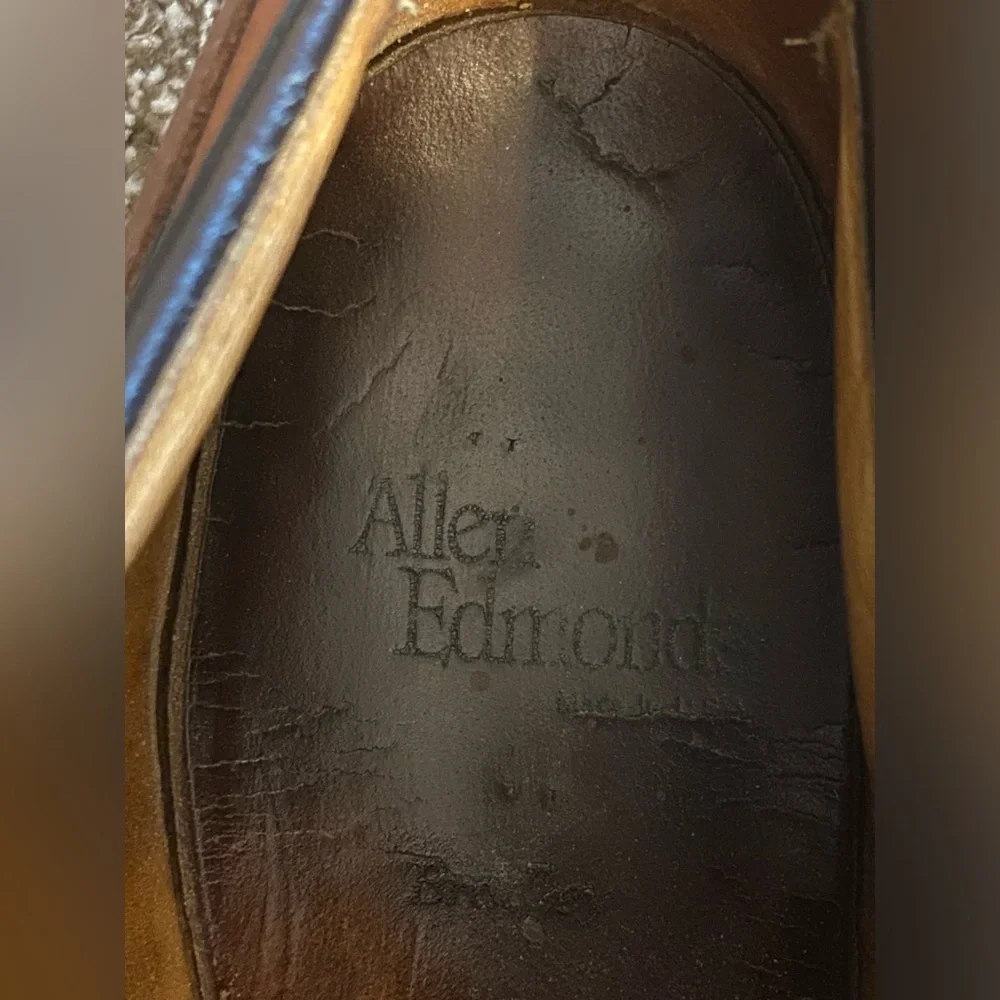 Allen Edmonds Men's Brown Leather Stockbridge Split Toe Blucher Derby Size 10D